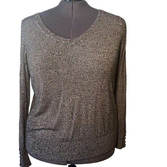 Lane Bryant Sweaters - Lane Bryant Dark Gray & White V-Neck Sweater (Size 18/20)